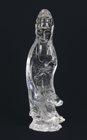 Lote 582: GRAN FIGURA CHINA DE CRISTAL DE ROCA ESCULPIDO.  GRAN FIGURA CHINA DE CRISTAL DE ROCA ESCULPIDO. 