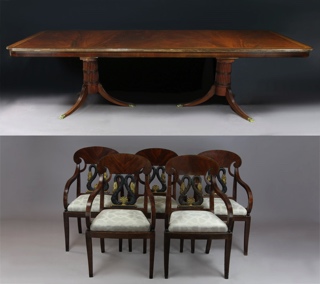 Lote 226: JUEGO DE ESTILO INGLES SHERATON PARA COMEDOR.  JUEGO DE ESTILO INGLES SHERATON PARA COMEDOR. 