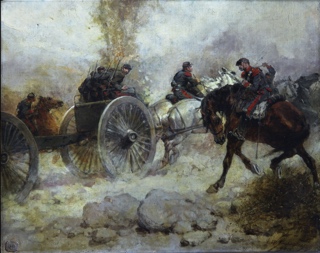 Lote 34: BEAUQUESNE, Wilfrid Constant 'LLEVANDO EL CAÑON' 