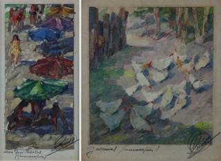 Lote 200: MUÑOZ, Rafael Enrique 'LOS QUITASOLES' 'GALLINAS' DOS MONOCOPIAS.