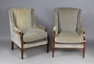 Lote 331: PAR DE SILLONES BERGERE INGLESES ESTILO EDUARDIANO. PAR DE SILLONES BERGERE INGLESES ESTILO EDUARDIANO.