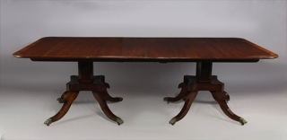 Lote 280: MESA ESTILO INGLES DE DOS PEDESTALES PARA COMEDOR.  MESA ESTILO INGLES DE DOS PEDESTALES PARA COMEDOR. 